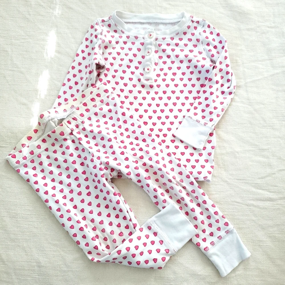 Roller Rabbit Heart Print Pajamas - Pink and White 12 18 Months